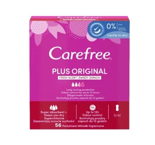 CAREFREE PLUS ORIGINAL FRESH SCENT WKŁADKI HIGIENICZNE 56 SZTUK - Wkładki higieniczne - miniaturka - grafika 1