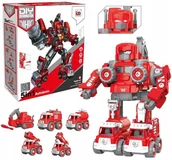 Roboty dla dzieci - 5w1 AUTO ROBOT DO SKŁADANIA ŚWIECĄCY DŻWIĘKI DLA DZIECI KOPARKA DŻWIG - miniaturka - grafika 1