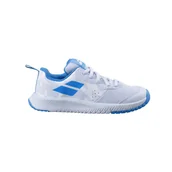 Tenis ziemny - Buty tenisowe dziecięce Babolat Pulsion AC Kid white/illusion blue 27 - miniaturka - grafika 1