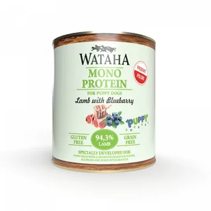 WATAHA MONO PUSZKA DLA PSA PUPPY JAGNIECINA Z BORÓWKĄ AMERYKAŃSKĄ 800G - Mokra karma dla psów - miniaturka - grafika 1