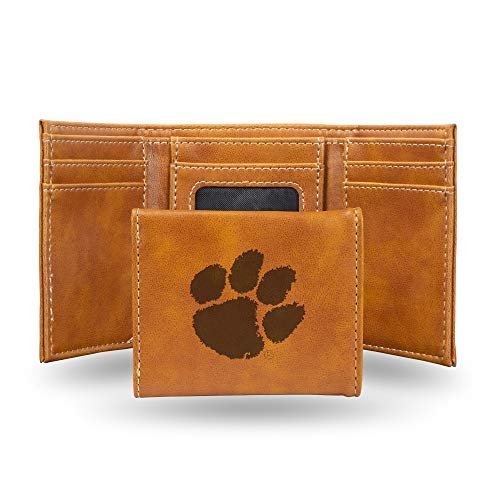 NCAA Clemson Tigers grawerowany laserowo portfel potrójny, brązowy