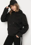 Bluzy męskie - Czarna Bluza z Kapturem i Kangurkową Kieszenią Envila - miniaturka - grafika 1