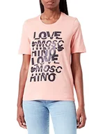 Koszulki i topy damskie - Love Moschino Damska koszulka o regularnym kroju z krótkim rękawem z brokatowym krojem, Rosa, 48 - miniaturka - grafika 1