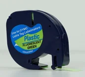 Etykiety do drukarek - Dymo 91212 LetraTag 12mm x 4m, czarny druk / fluorescencyjny zielony podkład, taśma zamiennik - miniaturka - grafika 1
