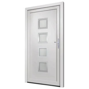 vidaxl Drzwi wejściowe, białe, 98x208 cm, PVC 8720845887049 - Drzwi zewnętrzne - miniaturka - grafika 5