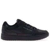 Buty sportowe męskie - Buty Tommy Hilfiger TH Basket Core Leather FM0FM04727-BDS - czarne - miniaturka - grafika 1