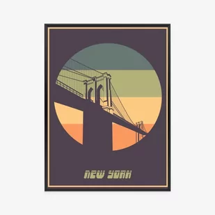 SK Plakat Most Brooklyn Bridge W Stylu Vintage Rama Aluminiowa Kolor Czarny emix - Plakaty - miniaturka - grafika 1