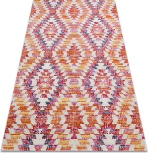 Dywan nowoczesny MUNDO D7951 romby 3D outdoor różowy / beż wielokolorowy 80x250 cm - Dywany - miniaturka - grafika 1