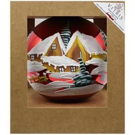 Bombki - Bombka szklana dekorowana pejzaż 15 cm czerwony - miniaturka - grafika 1