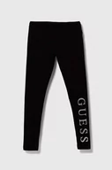 Spodnie i spodenki dla dziewczynek - Guess legginsy dziecięce kolor czarny z nadrukiem - miniaturka - grafika 1