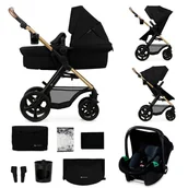 Wózki dziecięce - Wózek miejski Kinderkraft Moov 2 3in1 Pure Black Eva Wheels - miniaturka - grafika 1