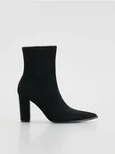 Kozaki damskie - Reserved - Botki z imitacji zamszu - czarny - miniaturka - grafika 1