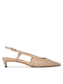 Czółenka - Tommy Hilfiger Czółenka Mono Squared Toe Kitten Slingb FW0FW08746 Beżowy - miniaturka - grafika 1