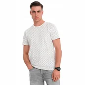 Koszulki męskie - Męska koszulka dzianinowa nadruk full print biała Ombre OM-TSFP-0250 V3 L - miniaturka - grafika 1