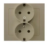 Gniazdka elektryczne - Ospel Kier Gniazdo Podwójne schuko 16A/250~, IP20 Beżowy - GP-2WS/01 - miniaturka - grafika 1