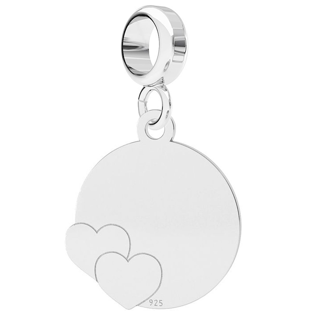 Charms Srebrny Okrągła Blaszka z Sercami Serca Serduszka Heart SREBRO 925