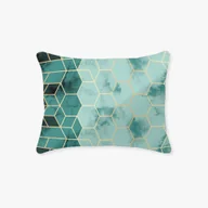 Poszewki na poduszki - Poszewka Bawełniana 40X40 Geometria Turkusowa Złota 1591N Classic - miniaturka - grafika 1