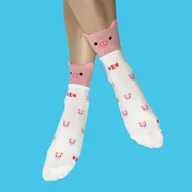 Skarpetki damskie - Słodkie skarpetki ze świnką - damskie skarpetki na prezent - miniaturka - grafika 1