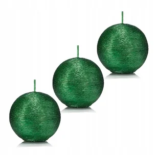 Świeca kula KOKON 6 cm kolor ZIELONY zestaw 3 sztuk - Świece - miniaturka - grafika 1