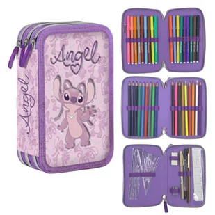 PIÓRNIK POTRÓJNY Z WYPOSAŻENIEM LILO&STITCH ANGEL GIOTTO - Piórniki - miniaturka - grafika 1