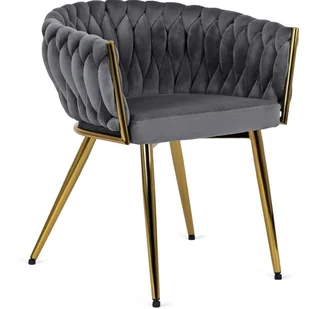Krzesło Plecione Tapicerowane Welur Glamour Do Salonu Jadalni Szare CAPRI - Krzesła Krzesło Plecione Tapicerowane Welur Glamour Do Salonu Jadalni Szare CAPRI - Krzesła - miniaturka - grafika 1