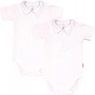 Body dla niemowląt - Body KR KOŁNIERZYK Polo 2PAK Biały r 74 KLEKLE - miniaturka - grafika 1