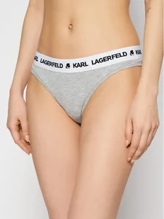 KARL LAGERFELD Stringi Logo 211W2110 Szary - Majtki damskie - miniaturka - grafika 1