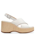 Sandały damskie - Clarks Skórzane sandały "Manon Wish" w kolorze białym na koturnie - miniaturka - grafika 1
