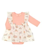 Body dla niemowląt - Niemowlęce sukienko-body na długi rękaw z nadrukiem kremowe Nicol,r.74 - miniaturka - grafika 1