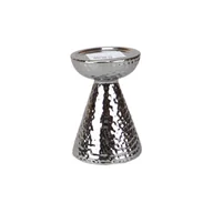 Świeczniki - Świecznik ceramiczny 15 cm srebrny - miniaturka - grafika 1