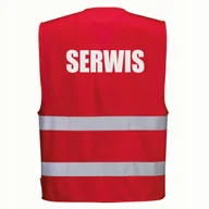 Odzież robocza - Kamizelka odblaskowa PORTWEST F474 Czerwony S/M nadruk SERWIS - miniaturka - grafika 1
