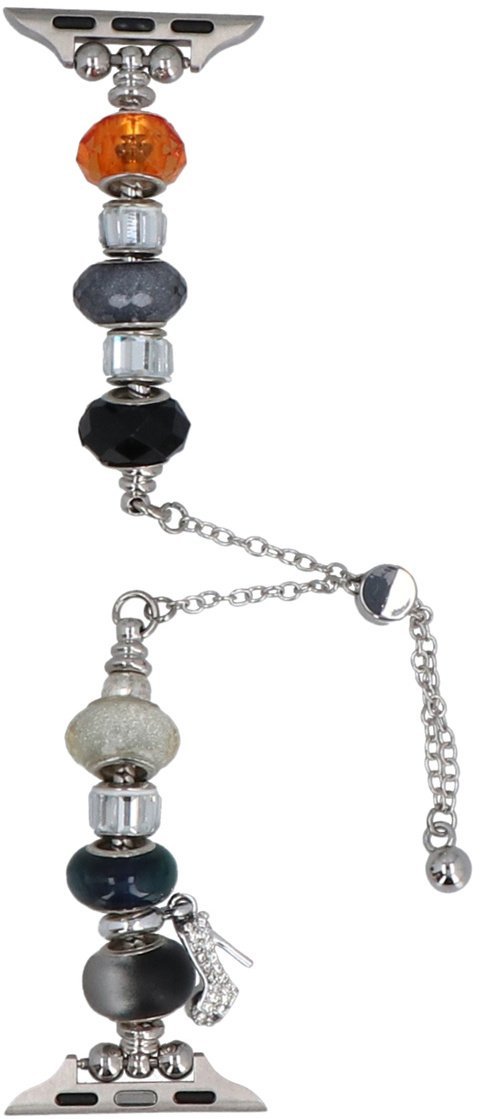 GlacierX Nowa bransoleta do smartwatcha GlacierX Slider Clasp Beaded Charm Bracelet Space Glow do Apple Watch 38/40/41mm Srebrno-czarna