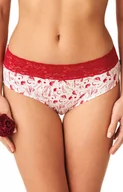 Majtki damskie - Key 2-pak biało-czerwone figi midi bikini, Kolor czerwono-kremowy, Rozmiar L, Key - Primodo.com - miniaturka - grafika 1