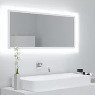 Lustra - vidaXL Lustro łazienkowe z LED, białe, 100x8,5x37 cm, płyta wiórowa - miniaturka - grafika 1