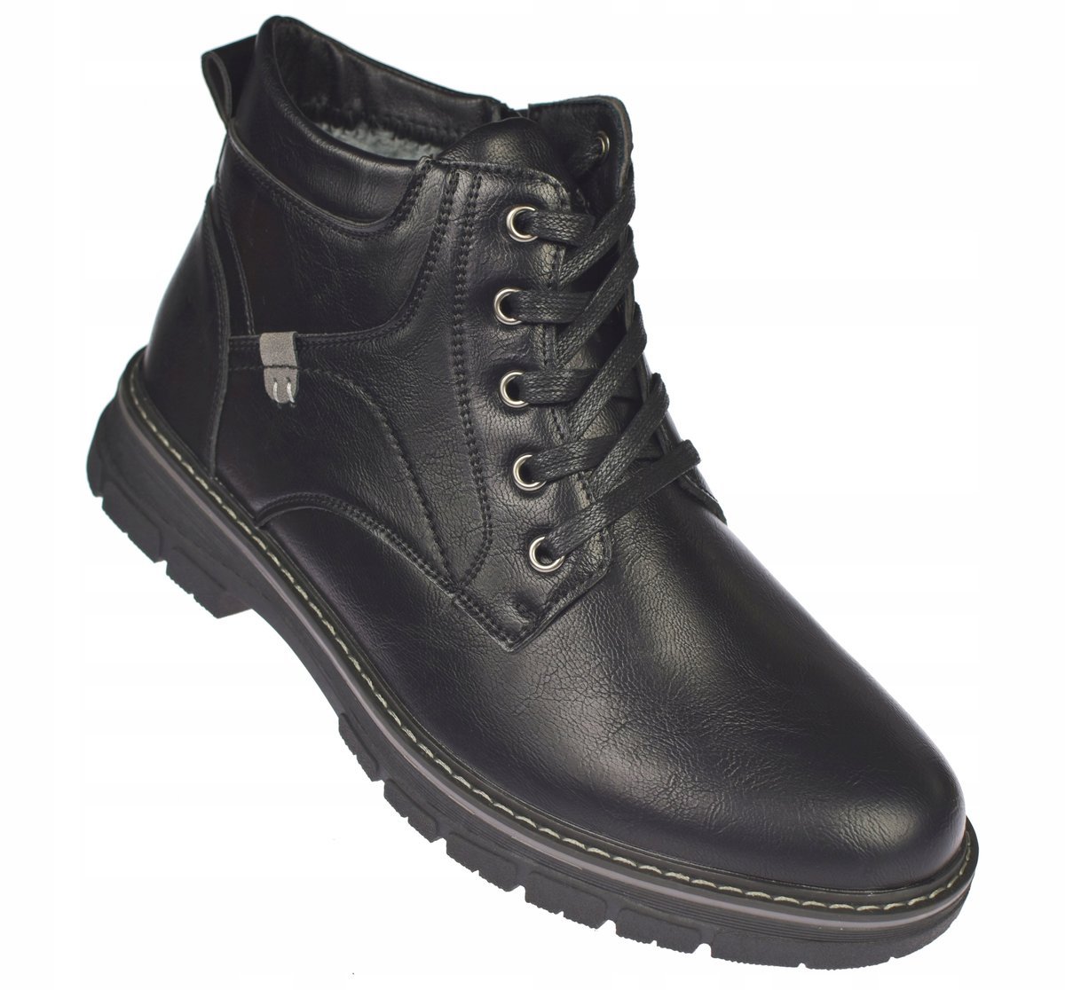 Buty męskie ocieplane trapery na suwak eleganckie sztyblety B-0758 BK r. 42
