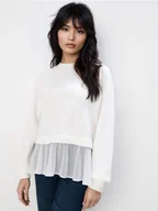 Bluzy damskie - Mohito - Bluza z falbaną - biały - miniaturka - grafika 1
