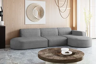 Designerski Narożnik, Sofa w kształcie litery L MODENA, tkanina Poso Szary Prawy - Narożniki - miniaturka - grafika 1