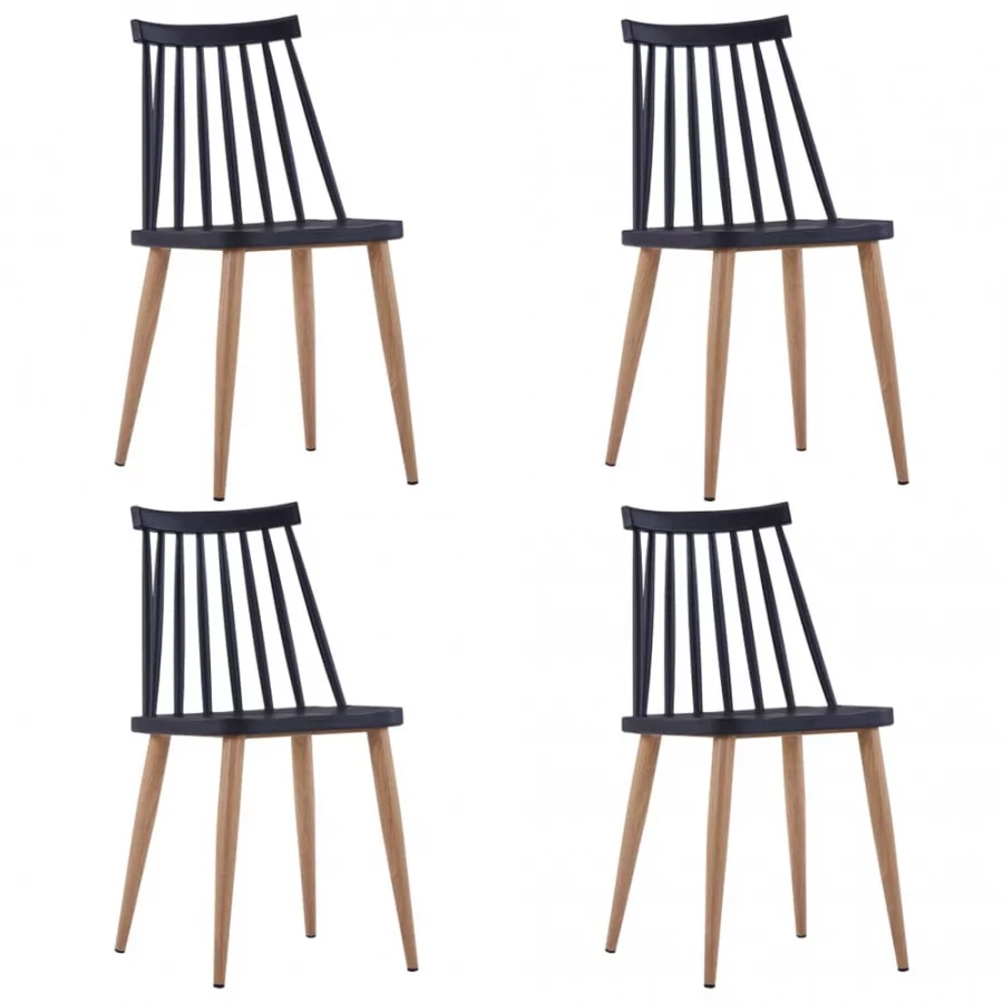 vidaXL Krzesła jadalniane, 4 szt., czarne, plastik i stal