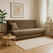 Sofy i kanapy - Sofa z Funkcją Spania SIGMA Rozkładana Wersalka Dwuosobowa Beżowa Nowoczesna do Salonu - miniaturka - grafika 1