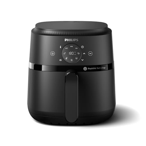Philips Frytkownica Beztłuszczowa z Serii 2000 4,2 l - Moc 1500W, Technologia RapidAir, Cyfrowy Ekran Dotykowy, 13 Opcji Gotowania, 9 Gotowych Funkcji, Do 90% Mniej Tłuszczu, Czarna (NA229/00)