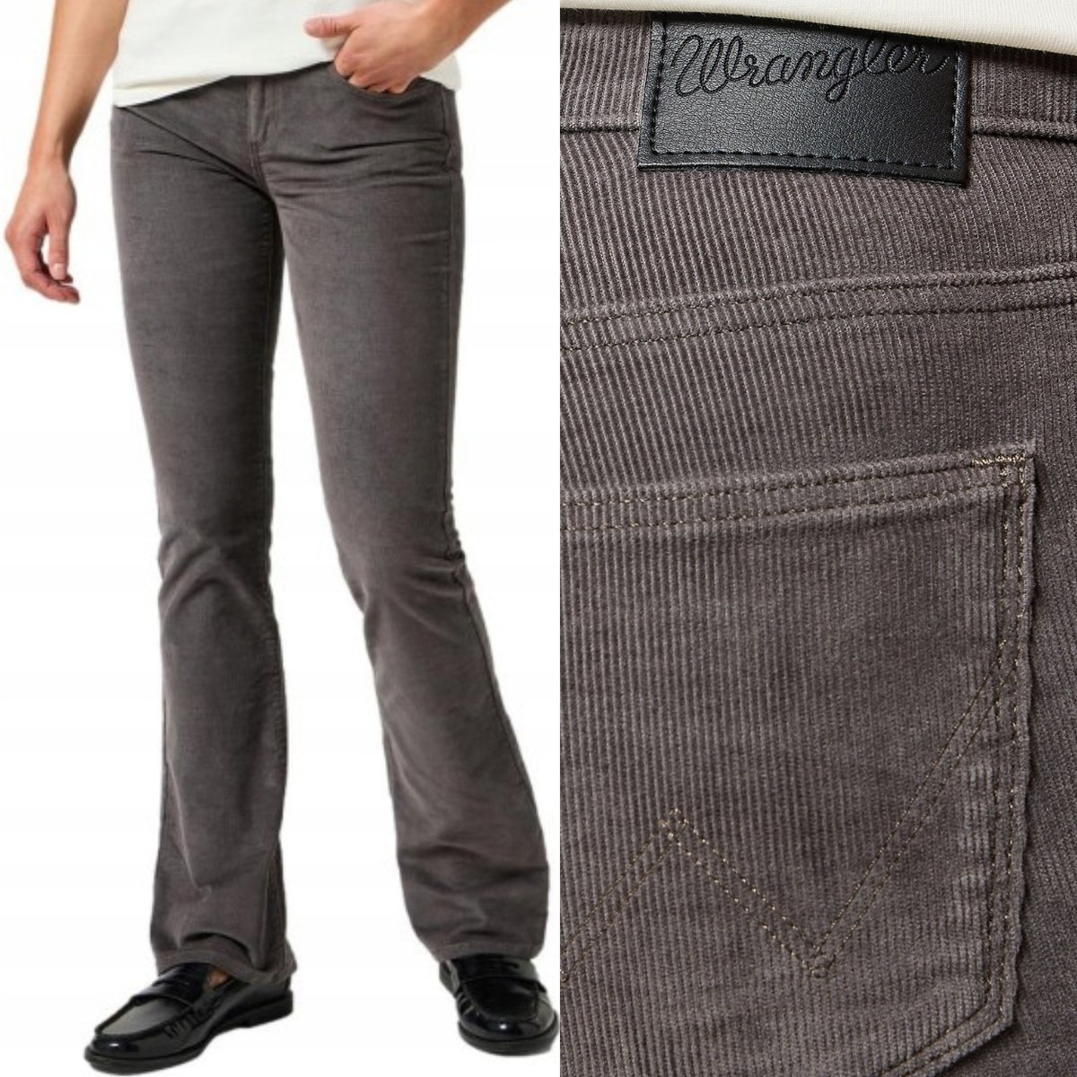Wrangler BOOTCUT Magnet Body Bespoke ROZSZERZANE SZARE SZTRUKSY W27 L32
