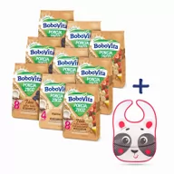 Kaszki dla dzieci - BoboVita Zestaw kaszek mlecznych po 4. i 8. miesiącu - mix smaków + Canpol Babies Śliniak panda 9 x 210 g - miniaturka - grafika 1