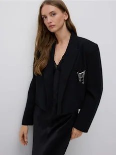 Reserved - Marynarka z ozdobną aplikacją - czarny - Marynarki i żakiety damskie - miniaturka - grafika 1