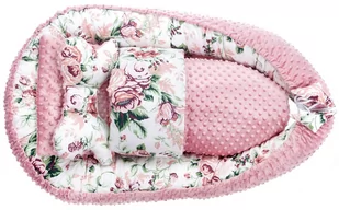 Duży zestaw kokon Peonie / Minky brudny róż - Kokony niemowlęce - miniaturka - grafika 1