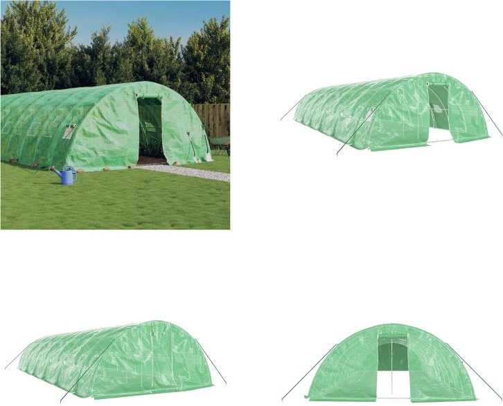 vidaXL Szklarnia z ramą stalową zielona 60 m² 12x5x2,3 m - Szklarnia - Szklarnie - Tunel foliowy - Szklarnia wolnostojąca