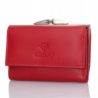 Portfele - Portfel Damski Skórzany Czerwony Na Bigiel + Zamek ANTYKRADZIEŻOWY Gracio - miniaturka - grafika 1