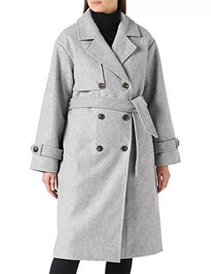 VERO MODA Damski płaszcz Vmfortune Long Trench Coat Ga Boos, jasnoszary melanżowy, S - Płaszcze damskie - miniaturka - grafika 1