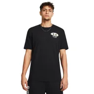 Koszulki sportowe męskie - Męski t-shirt z nadrukiem Under Armour UA M Grounds Crew Hw Ss - czarny - UNDER ARMOUR - miniaturka - grafika 1