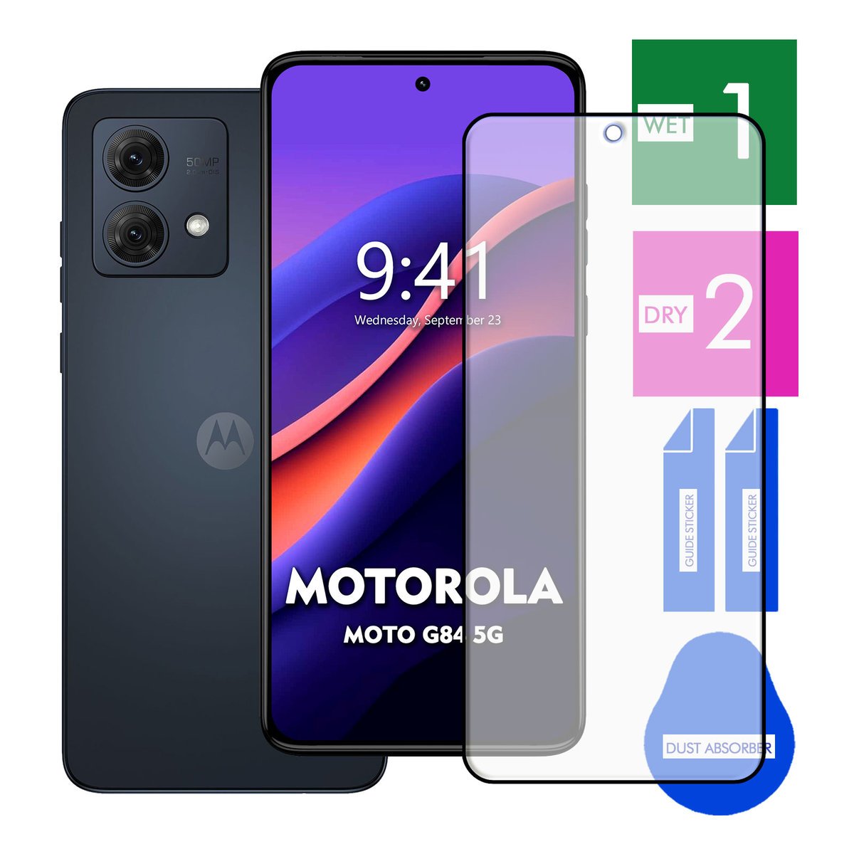 SZKŁO HARTOWANE DO MOTOROLA MOTO G84 5G NA TELEFON PEŁNE CAŁY EKRAN 9H 5D