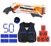 Zabawki militarne - Zesatw Pistolet Nerf Rough Cut A1691 MEGAPACK + kamizelka + 50 strzałek + cele + opaska - miniaturka - grafika 1